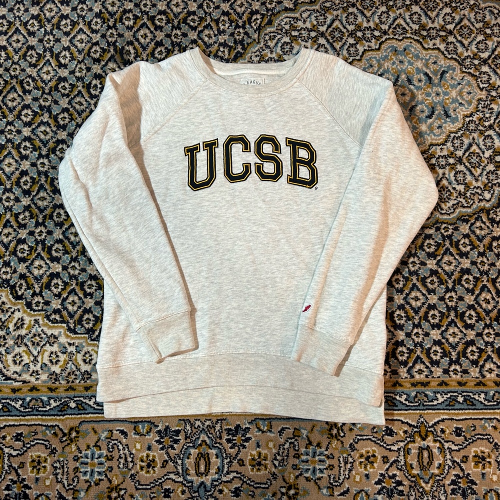 UCSB Merch League Light Gray Sweatshirt Crewneck with Black and Gold Accents